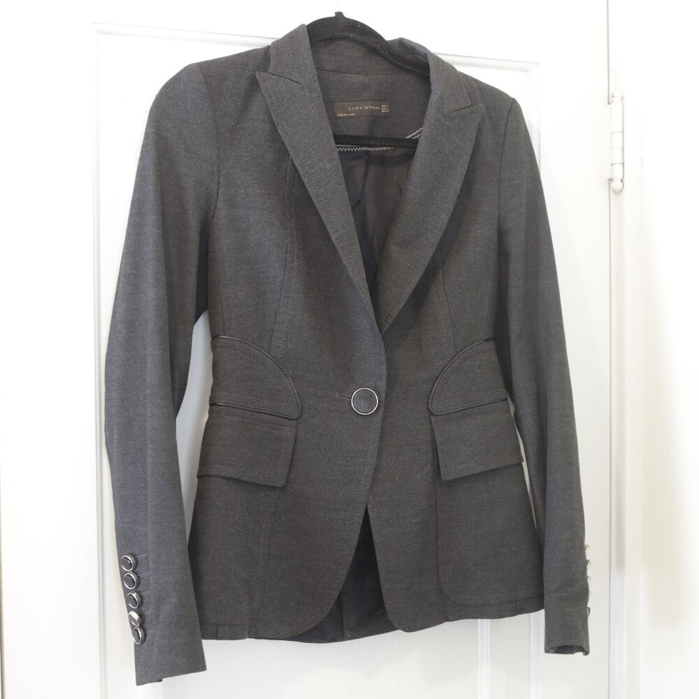 Zara Women's Blazer in Grey Size Small Made in Spain